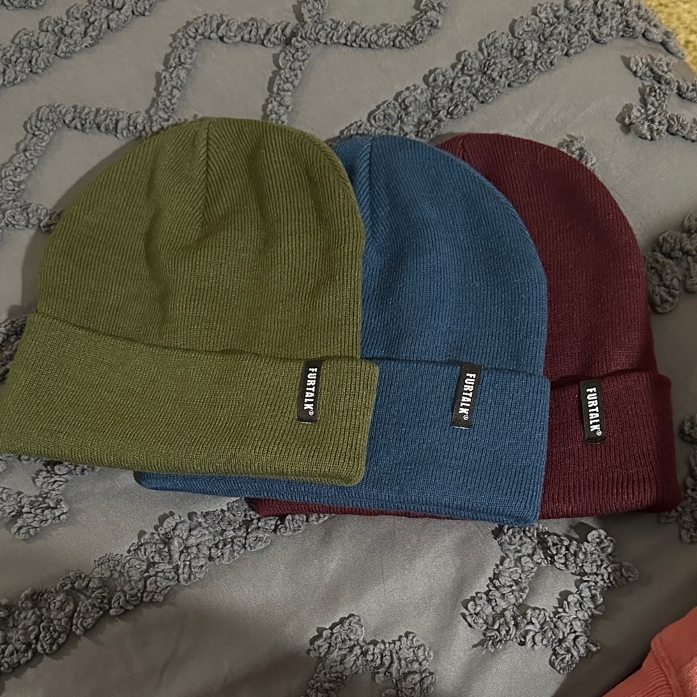 FURTALK Green, Blue, Wine colored Beanies